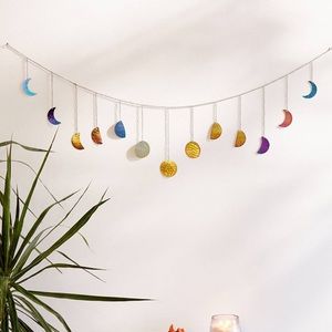 UO Hammered Metal Moon Phase Wall Hanging Banner